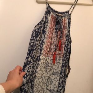 Halter maxi dress with keyhole and tassels